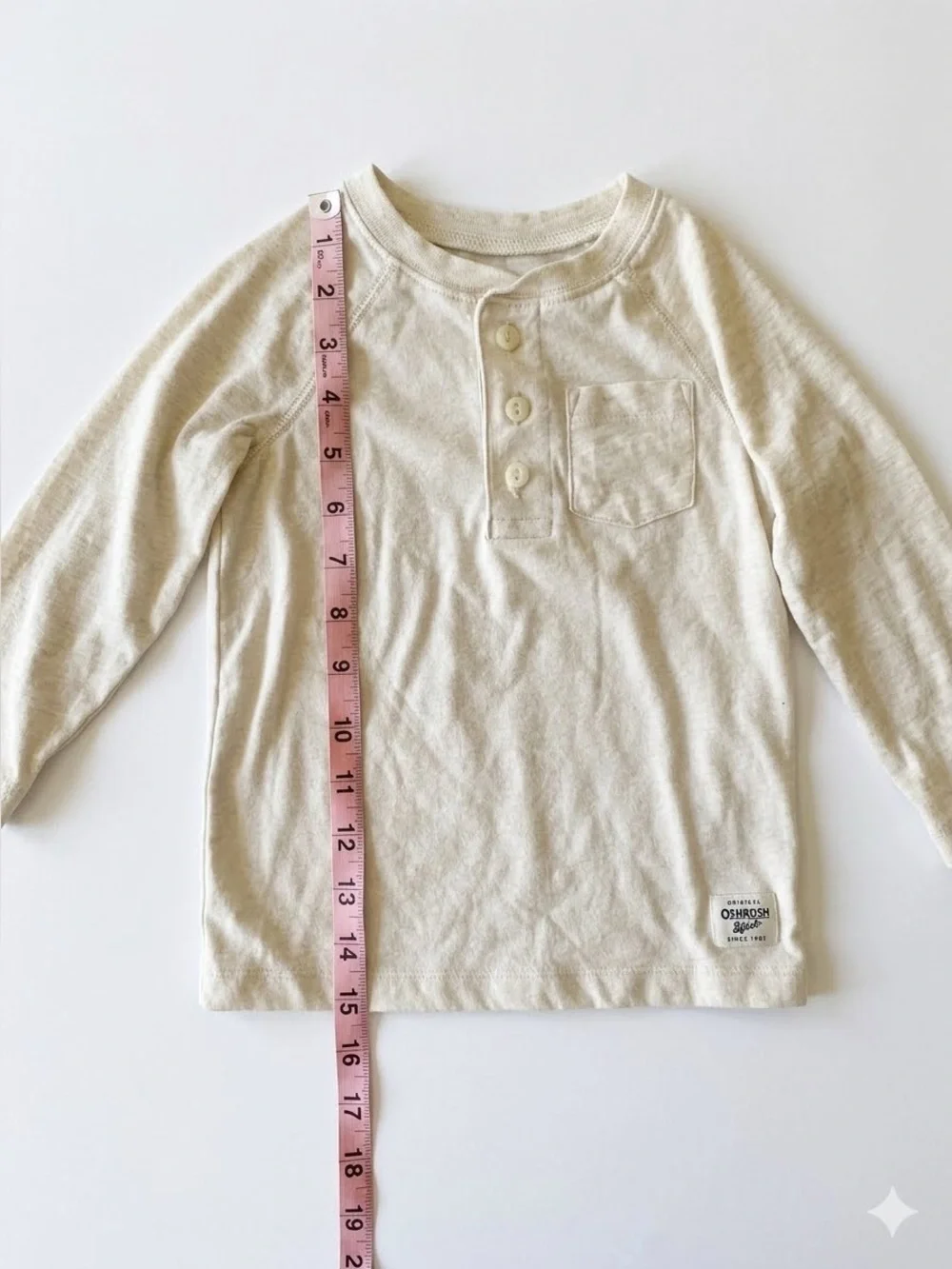 OshKosh B'gosh Toddler 2T Cream Henley Long-Sleeve Tee with Pocket